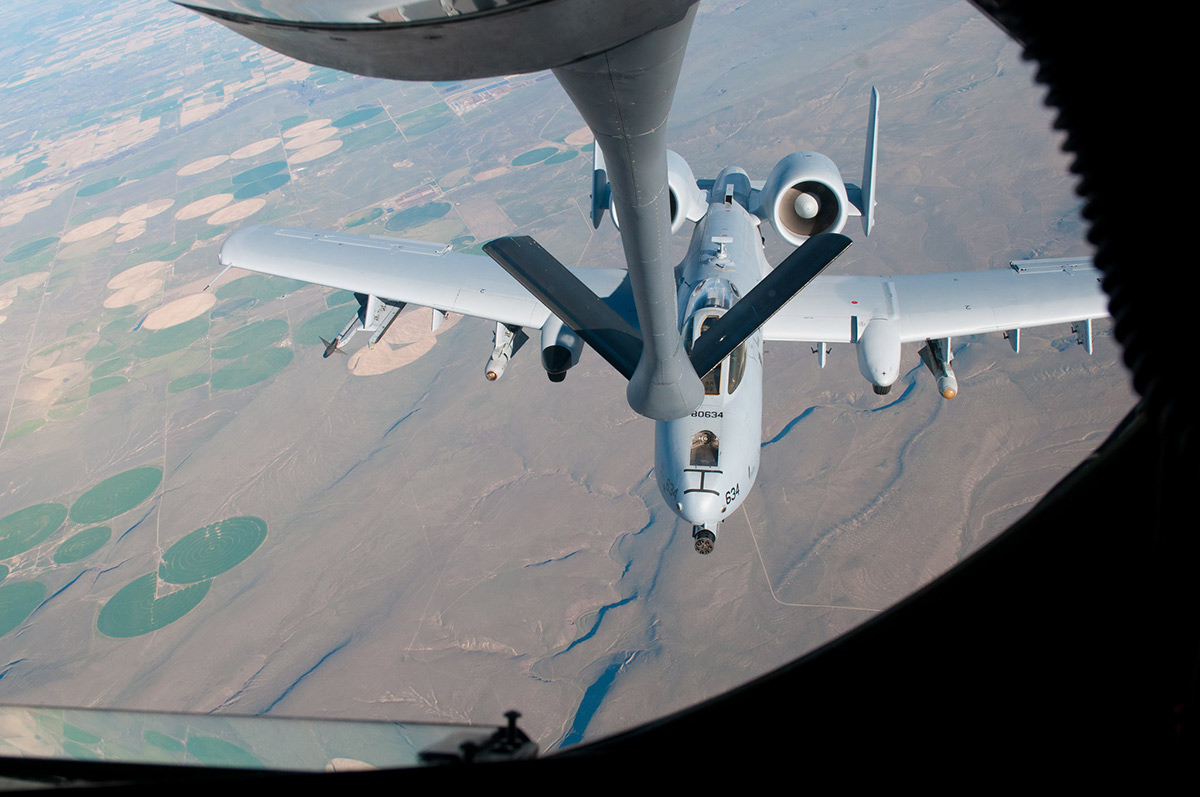 Picture of a mid-air refuel from the fueling craft.